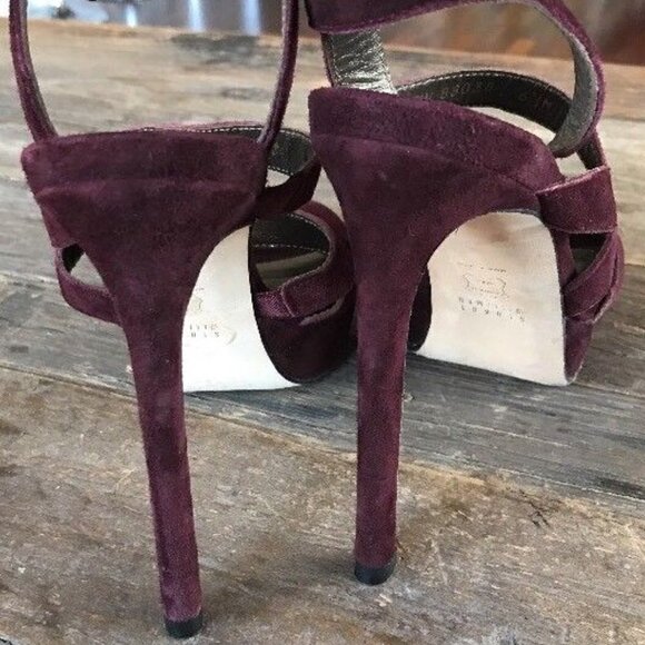 Stuart Weitzman 6.5 Purple Suede Stiletto Sandals - Picture 11 of 13